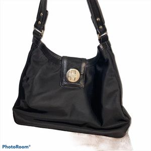 Kate Spade Gold Clasp Black Nylon Handbag